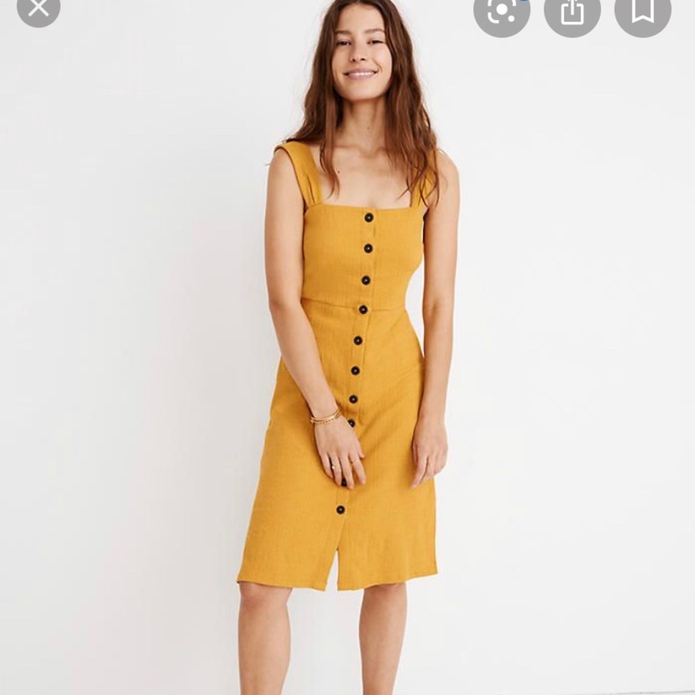 Madewell Texture & Thread Button Tank Dress Small - image 1